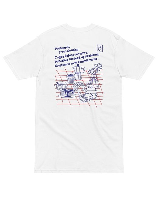 Anchor and Crew White Gustatory Originals Postcards From Sunday Heavy Cotton Embroidered T-Shirt for men