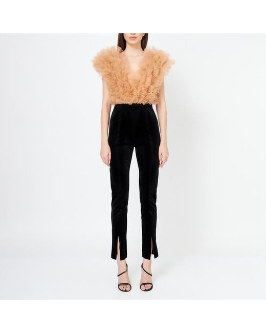 LIA ARAM Natural Neutrals Signature Ruffled Tulle Bodysuit
