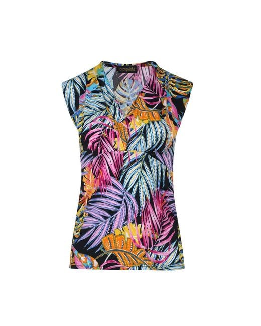 Conquista Blue Fuchsia Summer V Neck Top