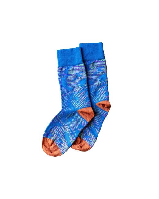 Essien & Emre Blue Pavo Pattern Wool Socks