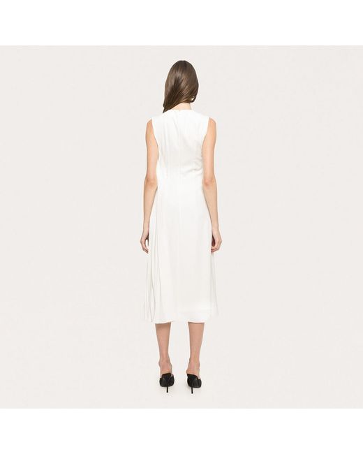 Nissa White Floral-Detail Midi Dress