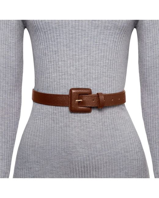 BeltBe Brown Mini Square Narrow Leather Belt