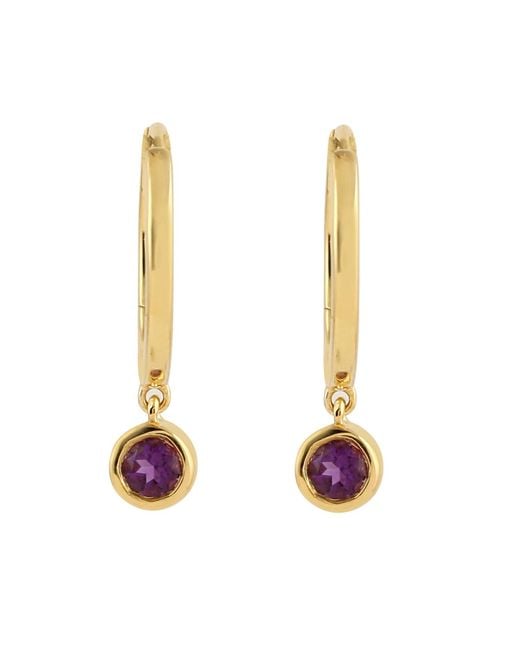 Artisan Metallic Amethyst Drop Hoop Earrings
