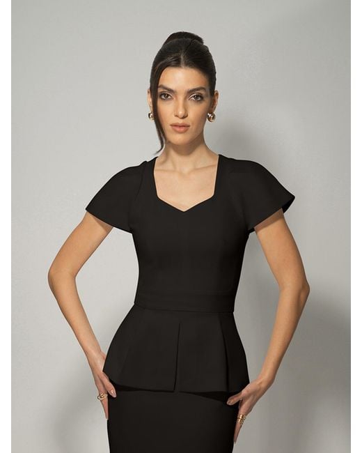 Tia Dorraine Black Short-Sleeved Fitted Top