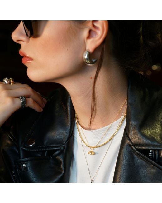 LINYA JEWELLERY Metallic Pety Half Round Hoop Earrings