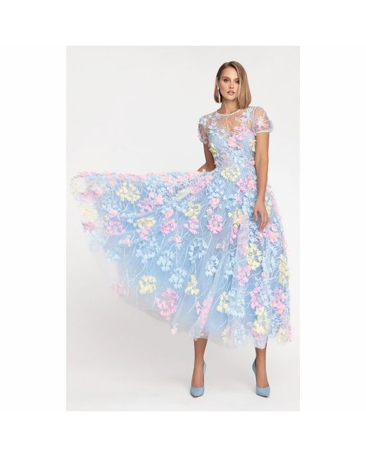 MATSOUR'I Blue Cocktail Dress Hydrangea