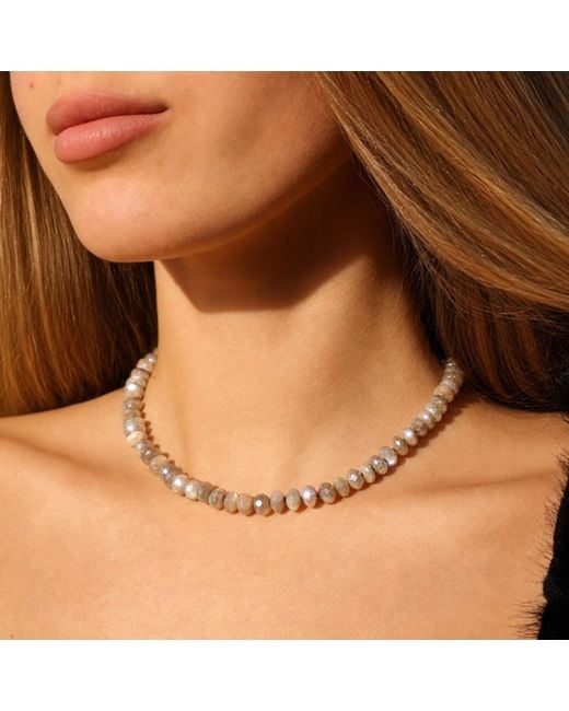 Mineralgems•Studio Pink Neutrals Peach Moonstone Necklace
