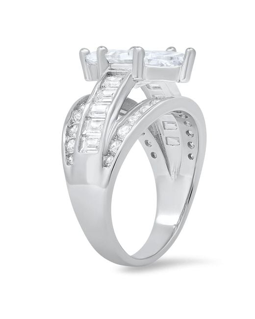 Kylie Harper Metallic Marquise Cut Diamond Cz Cocktail Statement Ring