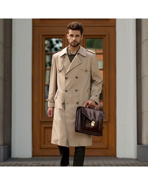 Time Resistance Brown Classic Design Leather Briefcase for men
