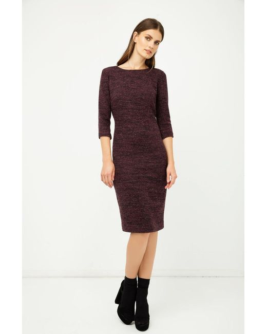 Conquista Purple Woollen Aubergine Winter Fitted Dress