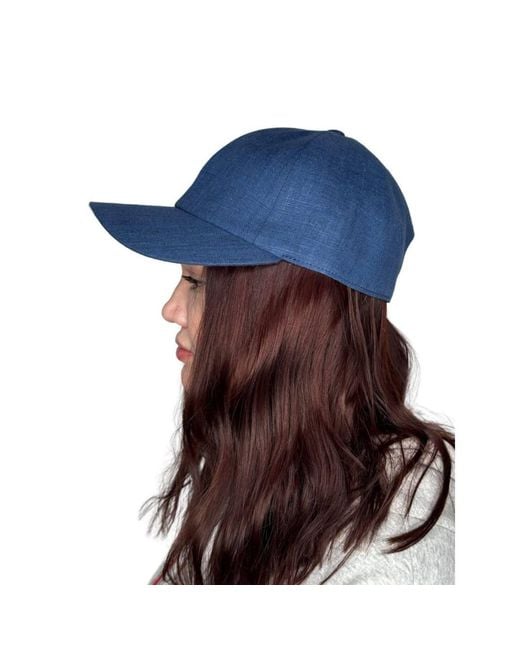 Cachemio Blue Minimalist Linen Baseball Cap for men