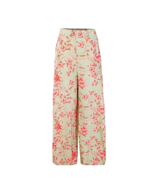 Raishma Green Floral Printed Viscose Crepe Trousers