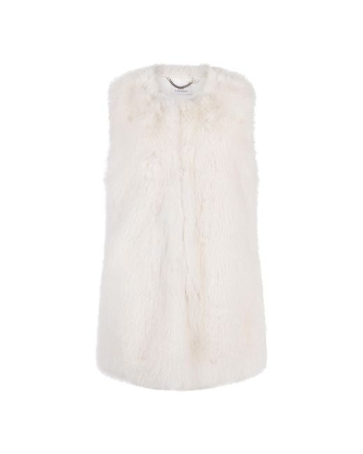 ISSY LONDON White Neutrals Evie Sleeveless Gilet Vegan Luxe Faux Fur Cream