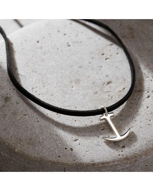 Posh Totty Designs Metallic Leather Anchor Charm Necklace for men