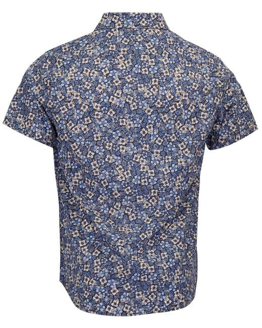 Lords of Harlech Blue Tim Floral Field Printed Button Up Shirt for men