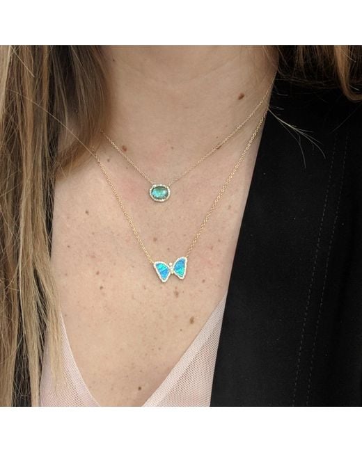 KAMARIA Pink Mini Opal Butterfly Necklace
