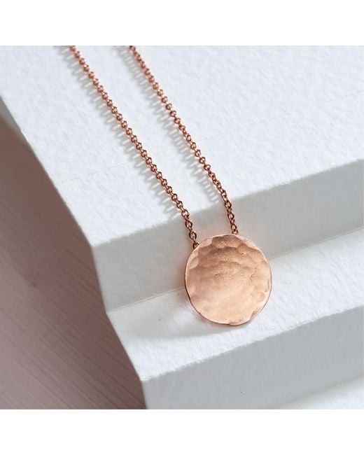Posh Totty Designs Metallic Rose Gold Plated Medium Hammered Disc Necklace