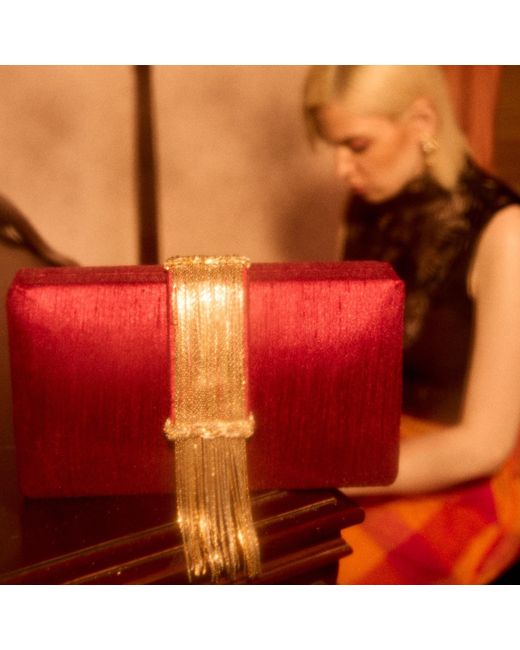 Simitri Red Cherry Fringe Clutch