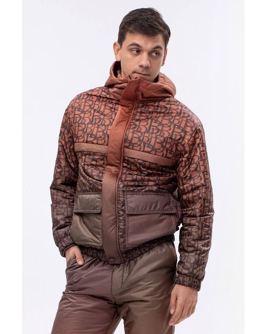 Maison Bogomil Brown Down Jacket With Original Print for men