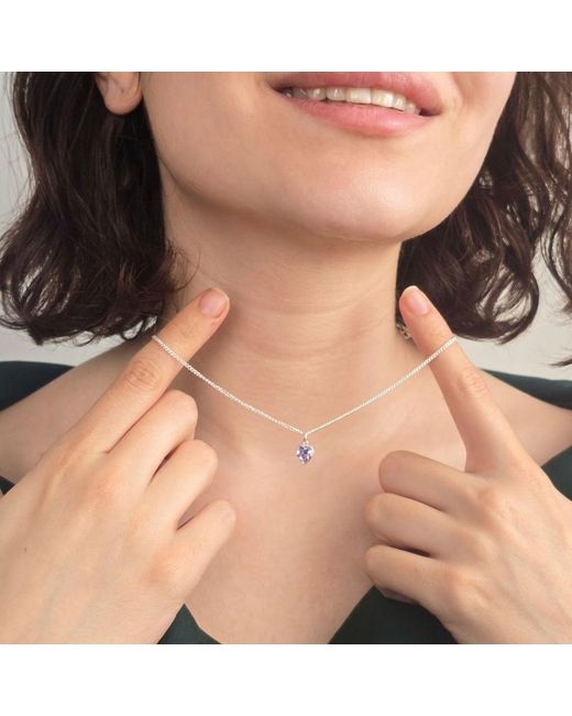 Harfi Metallic Mini Heart Alexandrite June Birthstone Necklace
