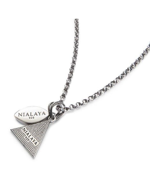 Nialaya Blue Necklace With Evil Eye & Eye Of Ra Pendant for men