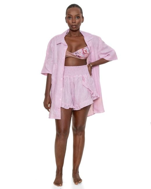 Khonsu Swim Pink Sol Linen Short