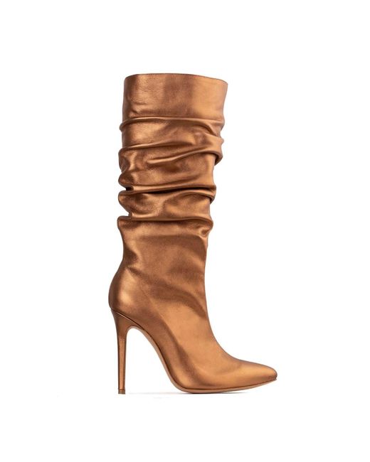Ginissima Brown Metallic Leather Eva Boots