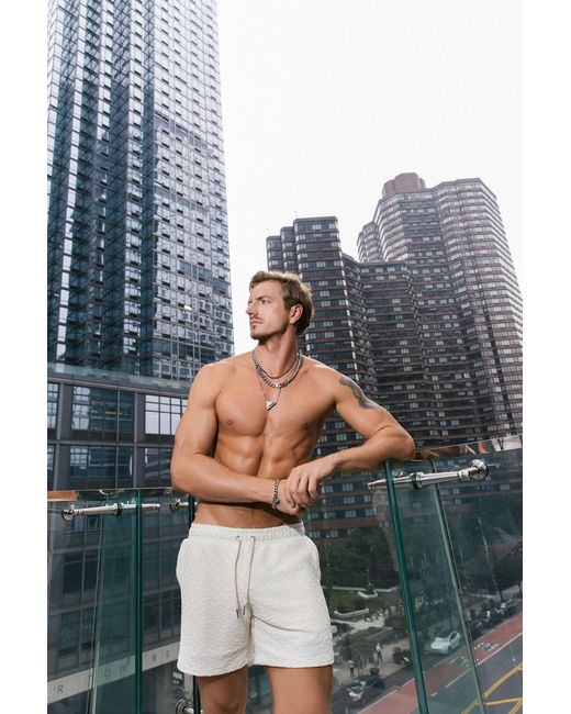 IVY SWIMWEAR Gray Neutrals Miles Textured Short Cream Neutrals for men