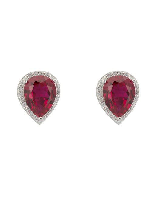 Latelita London Purple Theodora Ruby Teardrop Gemstone Stud Earrings Silver