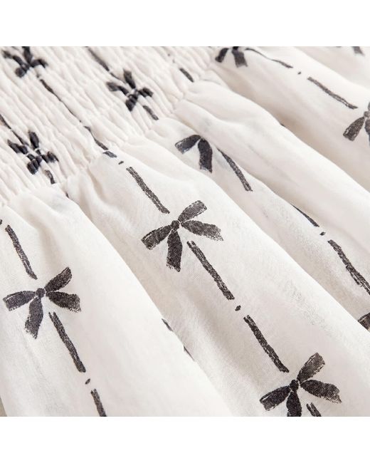 Modenaire White Neutrals Bow Print Mini Dress Sculpted Volume