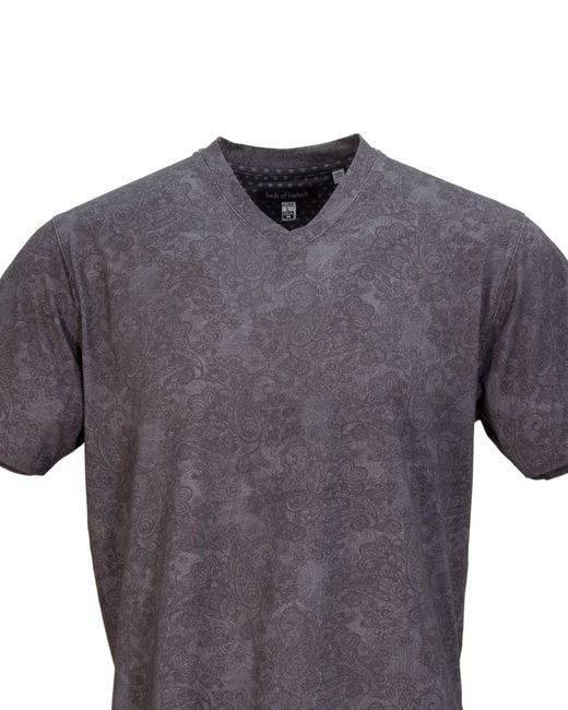 Lords of Harlech Gray Maze Paisley Swirl V-neck Tee In Black for men