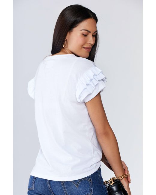 LOVETRUST White Ella Ruffle Sleeve Tee