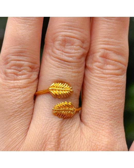 Lexi Jewelry Metallic Double Leaf Adjustable Ring