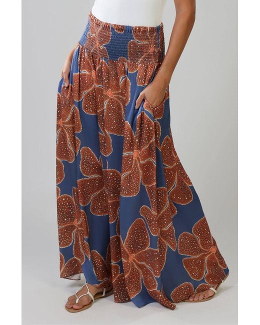 Traffic People Orange Full Bloom And Floral Aurora Wide Leg Trousers
