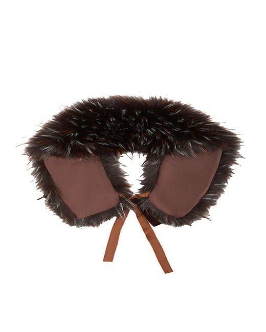 Saachi Brown Faux Fur Tie Collar