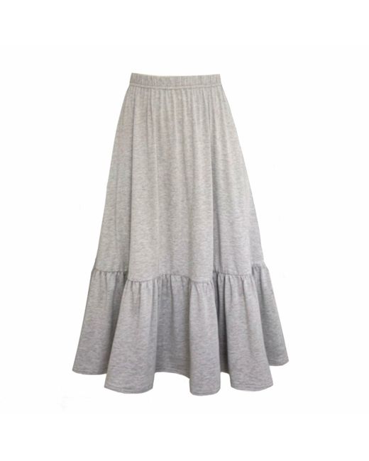 Frock Tales Gray Boho Gathered Midi Skirt With Pockets