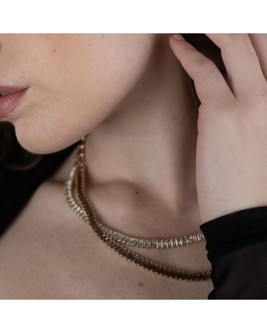 Rare Matters Jewelry Metallic Clear Crystal Stream Necklace