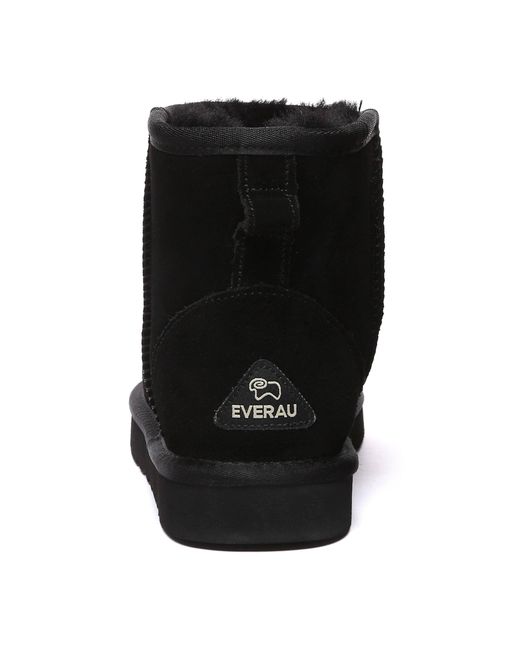 EverAu Australia Black Ostrich Leather Short Boots