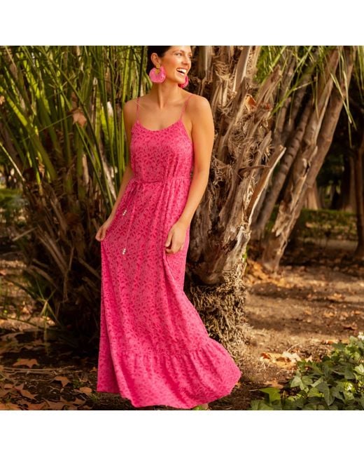 Introvertie VIENNA Pink Madeira Silk Cotton A-Line Maxi Dress