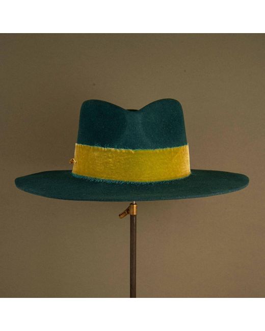Shaded the Label Green Trebah Peacock Fedora Hat