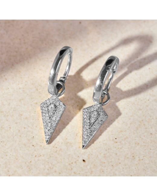 Zohreh White Diamond Rhombus Earring Charm 9K