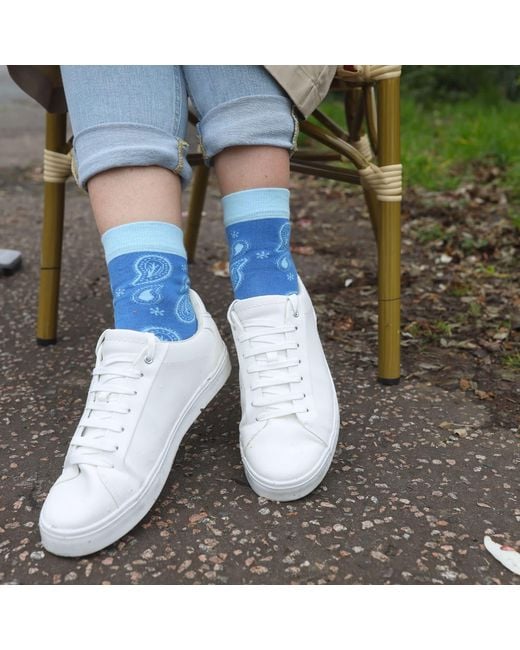 Peper Harow - Made in England Blue Organic Paisley Socks Bundle
