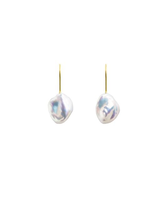 Ora Pearls Metallic Mermaid Keshi Pearl Hook Earrings -Solid 9Ct