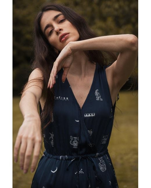 Em & Shi Blue Athena Wrap Dress