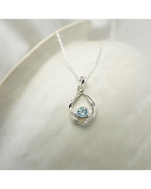 Isla Silver Metallic Undulating Sterling & Topaz Necklace