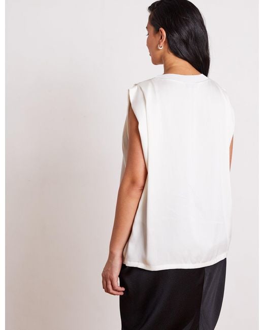 The Summer Edit White Dani Sandwashed Silk T-Shirt