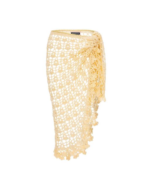 Andreeva Metallic Beach Rose Handmade Crochet Cover-Up