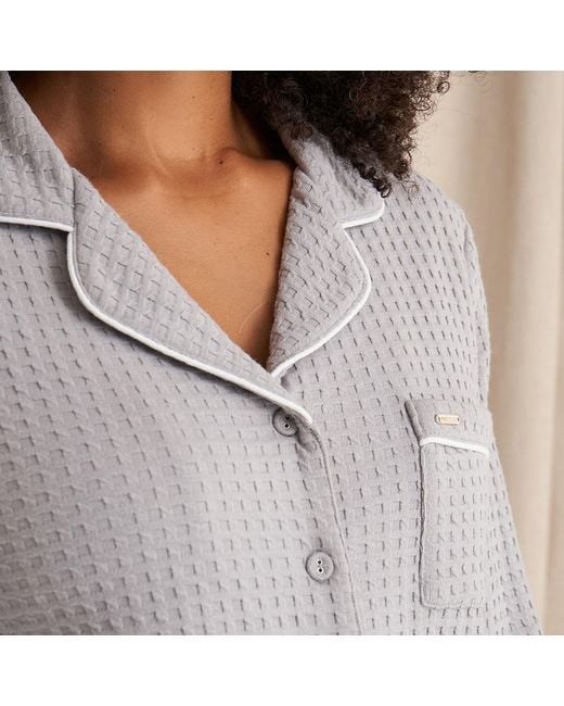 Pretty You London Gray Luxury Suite Waffle Pyjama Set