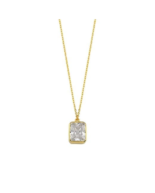 LINYA JEWELLERY Metallic Rectangular Crystal Stone Chain Necklace