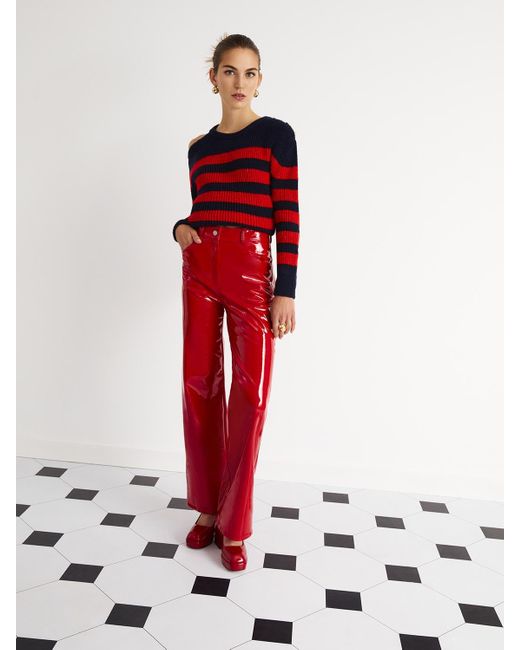 Nocturne Red Wide Leg Pleather Pants